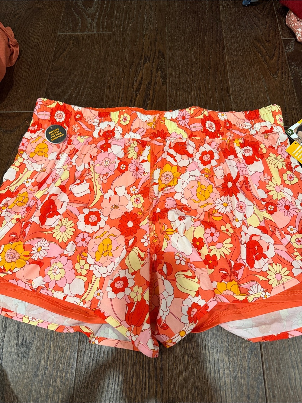Floral Athletic Shorts in Pink & Red